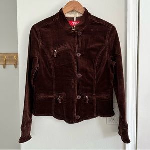 AC-3998 Brown corduroy zipper jacket sz: Large